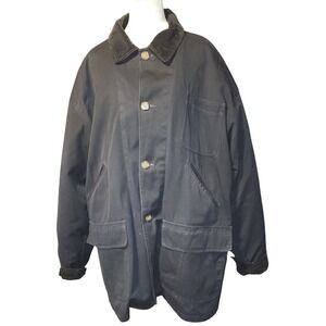 VTG County Seat Outerwear Mens XL Canvas Corduroy Collar Barn Chore Jacket Navy